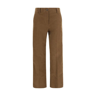 Brown Cotton Casual Pants