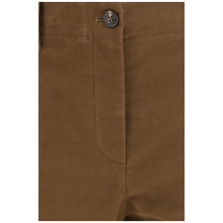 Brown Cotton Casual Pants
