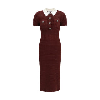 Bordeaux Polyester Casual Dress