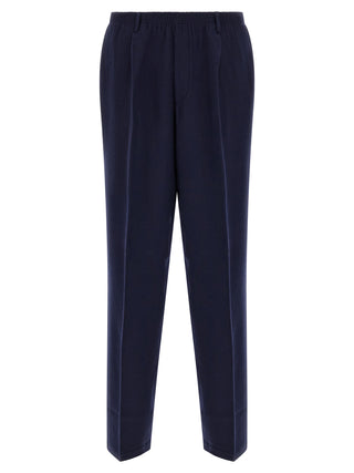 Blue Virgin Wool Casual Pants