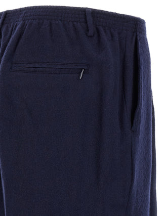 Blue Virgin Wool Casual Pants