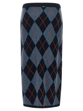 Blue Viscose Midi Skirt