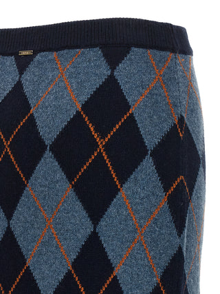 Blue Viscose Midi Skirt