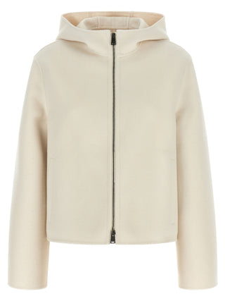 White Virgin Wool Full-Length Jacket
