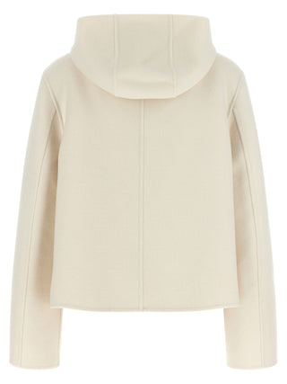 White Virgin Wool Full-Length Jacket