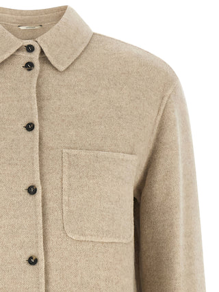 Beige Virgin Wool Shell Jacket