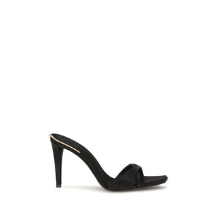 Black Viscose Stiletto Heel Sandals