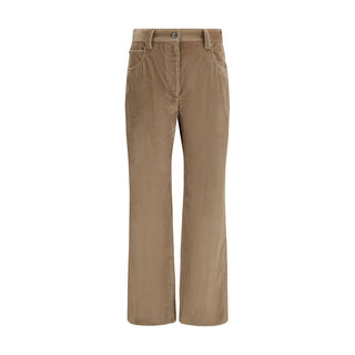 Brown Cotton Casual Pants