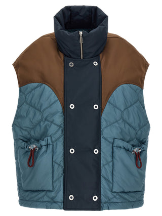 Blue Polyamide Sleeveless Jacket