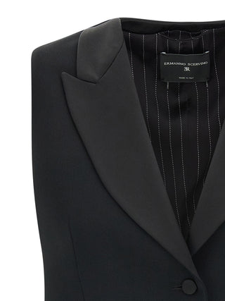Black Viscose Sleeveless Jacket