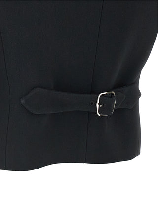 Black Viscose Sleeveless Jacket