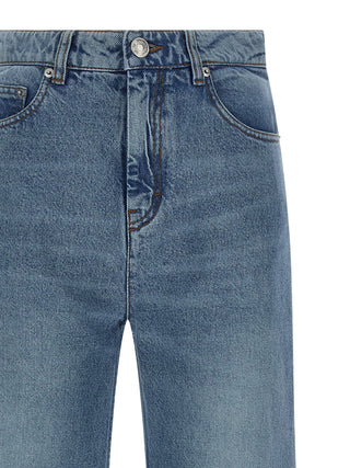 Blue Cotton Flared Jeans