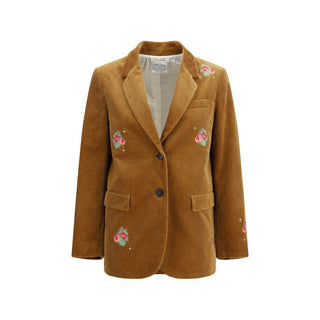 Brown Cotton Full-Length Jacket
