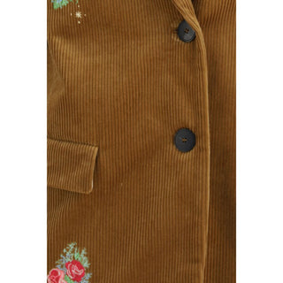 Brown Cotton Full-Length Jacket