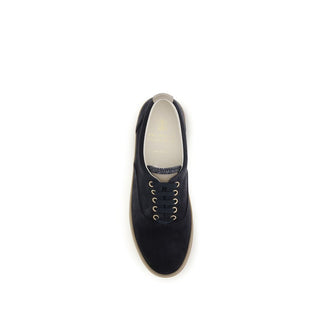 Blue Suede Leather Low Top Sneakers
