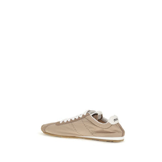 Beige Calf Leather Bos Taurus Low Top Sneakers