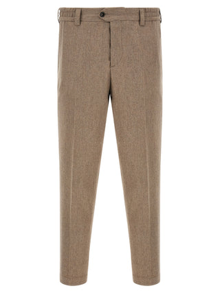 Beige Virgin Wool Casual Pants
