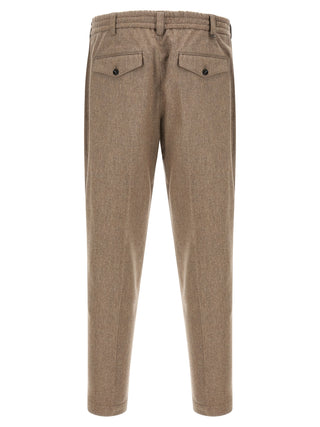 Beige Virgin Wool Casual Pants