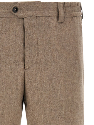 Beige Virgin Wool Casual Pants