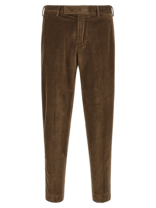 Brown Cotton Casual Pants