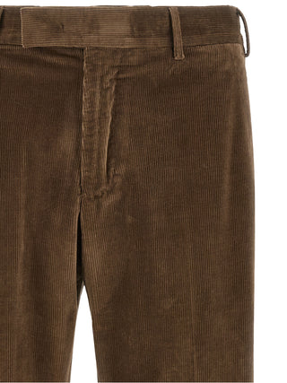 Brown Cotton Casual Pants