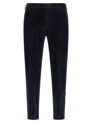 Blue Cotton Casual Pants