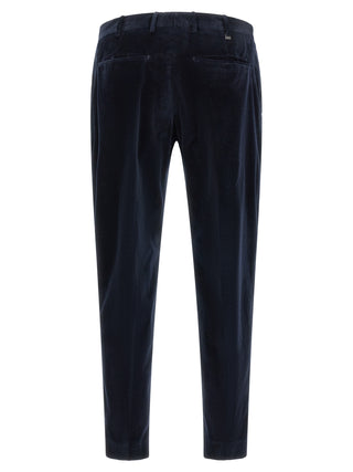 Blue Cotton Casual Pants