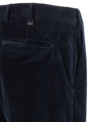 Blue Cotton Casual Pants