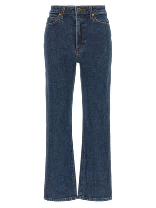 Blue Cotton Flared Jeans