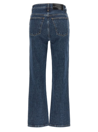 Blue Cotton Flared Jeans