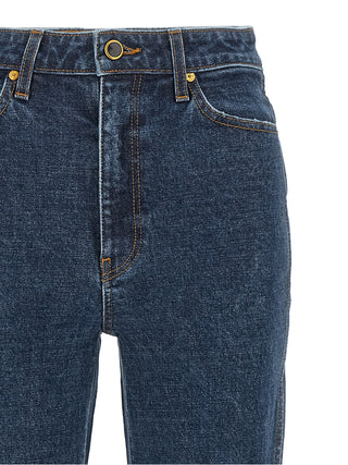 Blue Cotton Flared Jeans