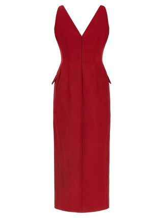 Red Acetate Long Dress
