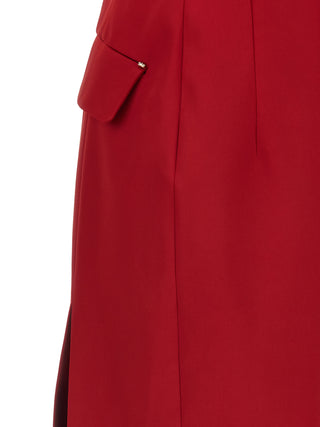 Red Acetate Long Dress