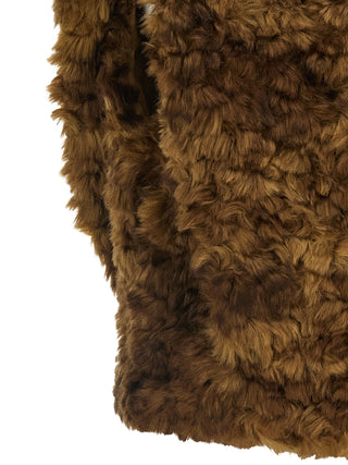 Brown Marabou Sleeveless Jacket