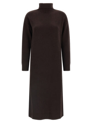 Brown Wool Midi Dress