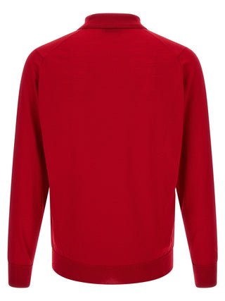 Red Merino Wool Polo Shirt