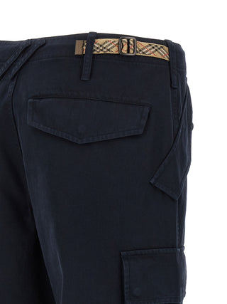 Blue Cotton Cargo Pants