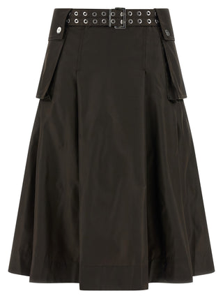 Brown Polyamide Midi Skirt