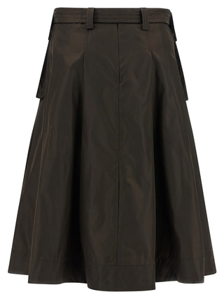 Brown Polyamide Midi Skirt