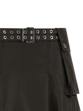 Brown Polyamide Midi Skirt