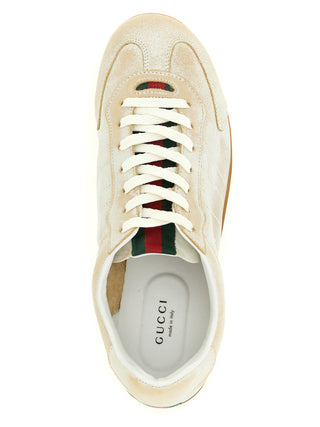 Beige Calfskin Low Top Sneakers