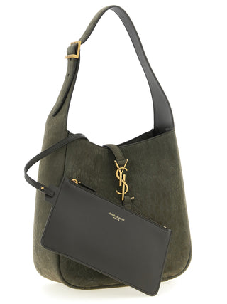 Gray Lamb Leather Shoulder Bag