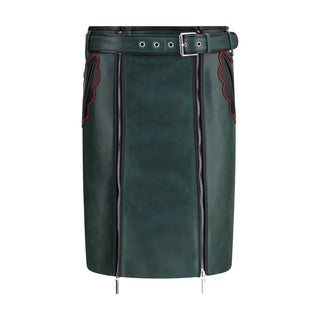 Bicolor Calf Leather Bos Taurus Long Skirt