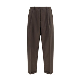 Brown Polyester Casual Pants