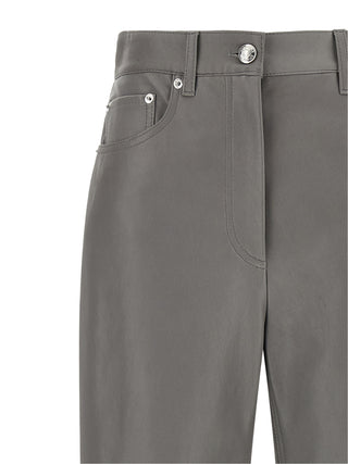 Gray Lamb Leather Casual Pants