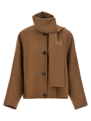 Brown Wool Full-Length Jacket