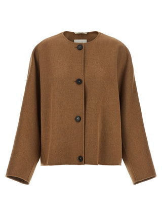 Brown Wool Full-Length Jacket