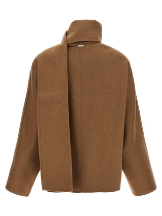 Brown Wool Full-Length Jacket