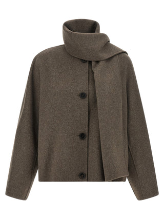 Brown Wool Full-Length Jacket