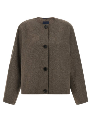 Brown Wool Full-Length Jacket